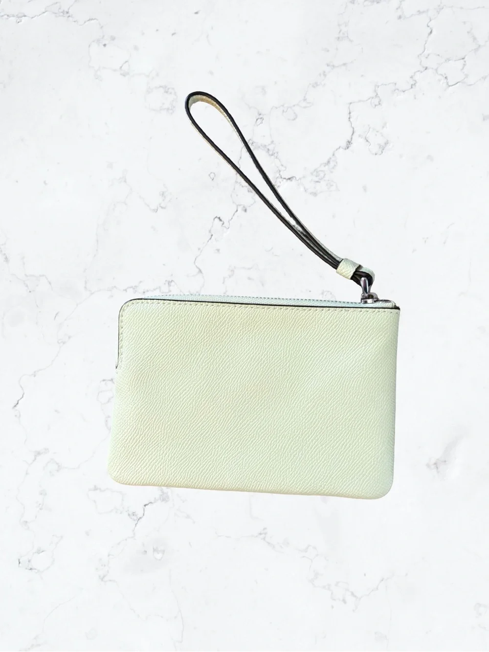 COACH Light Yellow Green Leather Wristlet Pouch with Strap